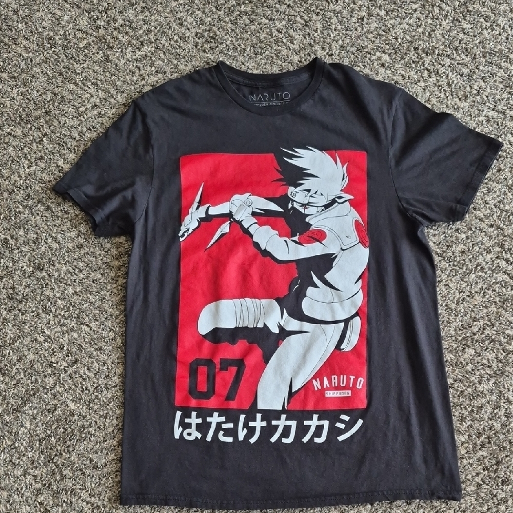 Naruto Kakashi Graphic Tee - Black & Red